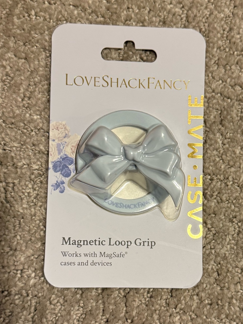 LoveShackFancy x Case-Mate Blue Bow MagSafe Magnetic Loop Grip NWT